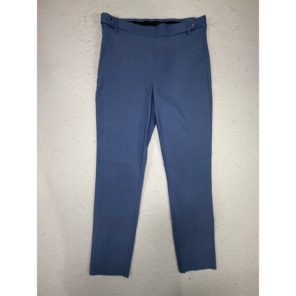 Violets & Roses Womens Slim Leg Trousers Dusty Blue Stretch Pull On Pants 8/29